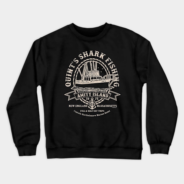 Quint's Shark Fishing Amity Island (Universal © UCS LLC) Crewneck Sweatshirt by Alema Art